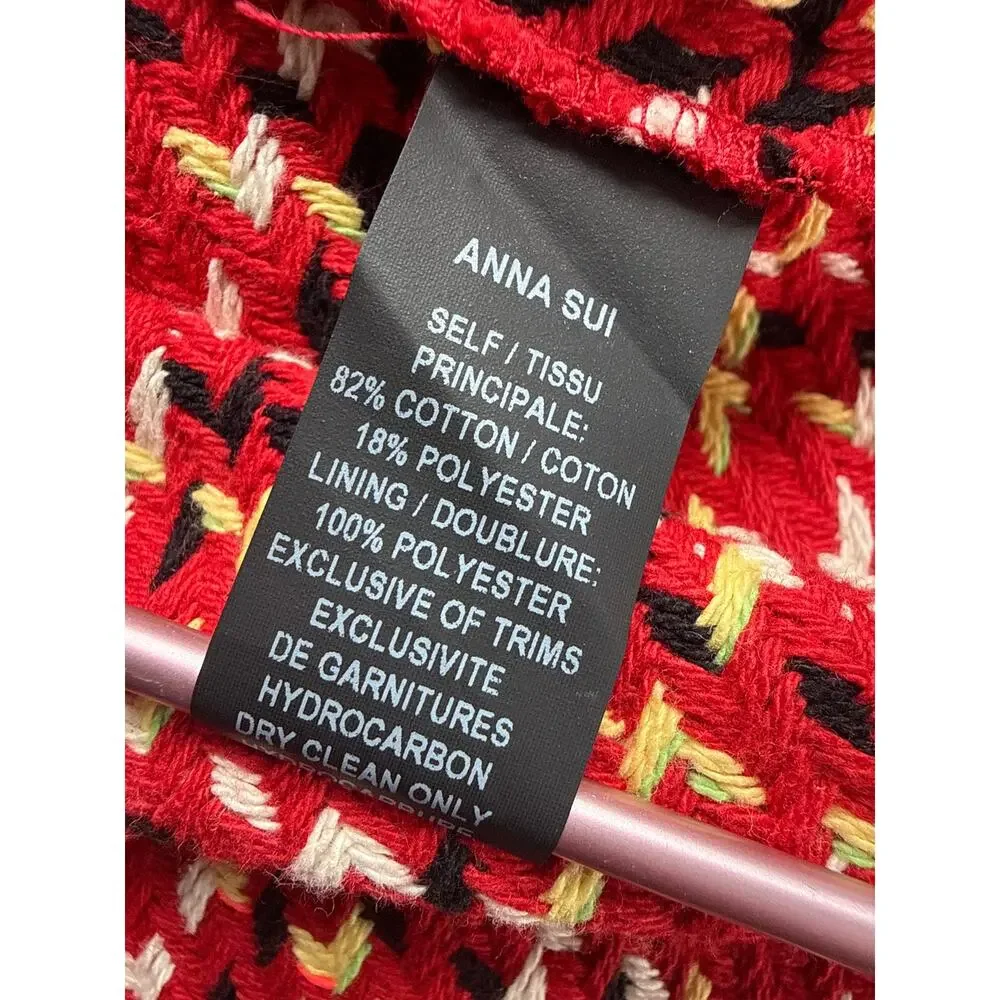 ANNA SUI Plaid Tweed Skirt Pleated Size Medium Academia Traditional